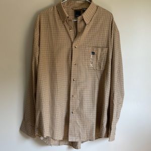 Arrow Black & Tan Plaid Button Down Shirt with Pocket   Men's Size Large NWT